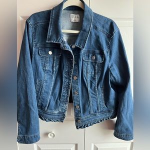 Ellle Women’s Jean Denim Jacket Ruffle Soft Blue Wash Sz XXL